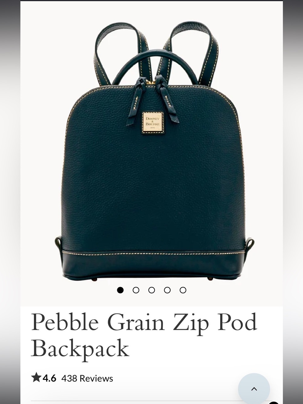 Dooney & Bourke Black Pebble Grain Zip Pod Backpack